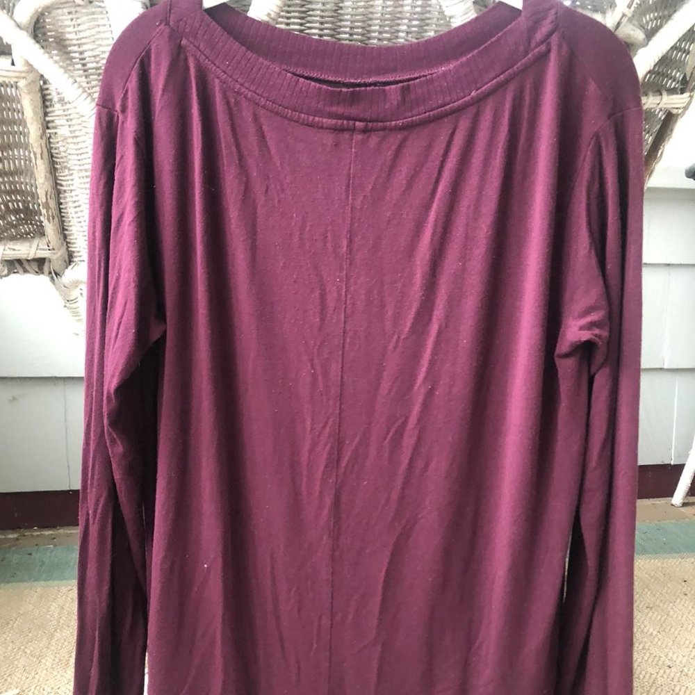 J. Jill Burgundy Long Sleeve Blouse (Medium)